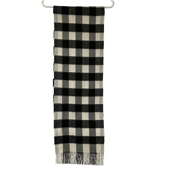 FRAAS CASHMINK Buffalo Check Fringe Scarf Preppy Casual Winter - Picture 4 of 10